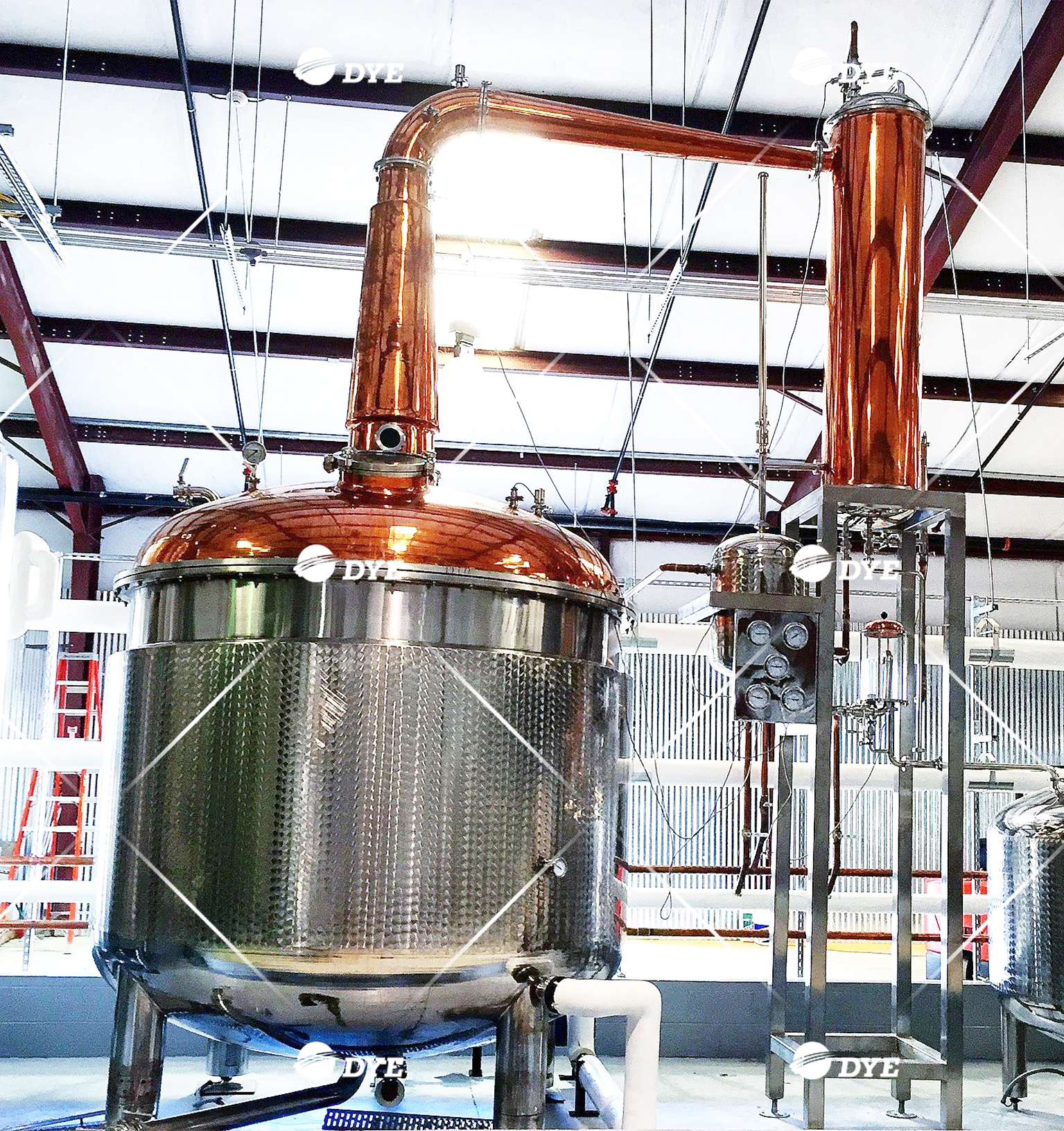 complete distillery system red copper distillation equipment steam alcohol distiller 