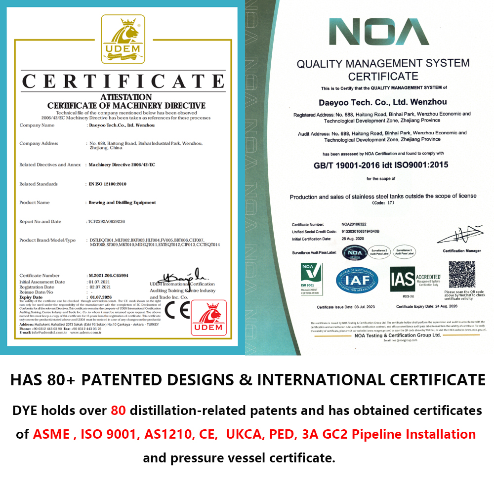 2000L+1600L Copper Pot still with Fermenter Mashing Tank & Storange Tank One-stop Distillery Turnkey Project