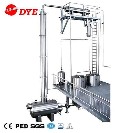 Pharmaceutical Equipment Alcohol Recovery Tower for Dilute Alcohol Distillation, Solvent Recycling Machines